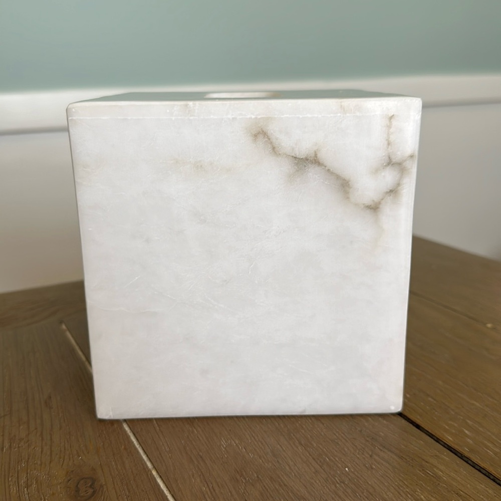 Genuine white alabaster marble stone tissue cover box vanity bathroom guest room - Picture 8 of 10